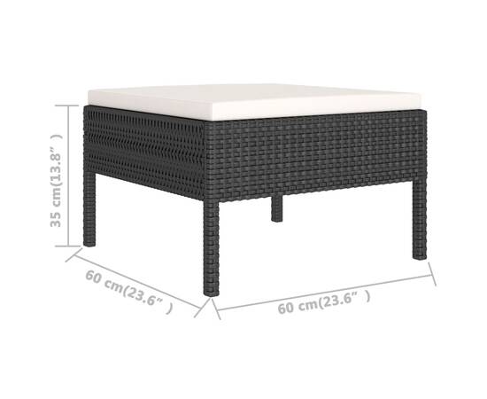 Set mobilier de grădină cu perne, 6 piese, negru, poliratan, 7 image