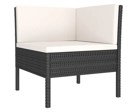 Set mobilier de grădină cu perne, 6 piese, negru, poliratan, 4 image