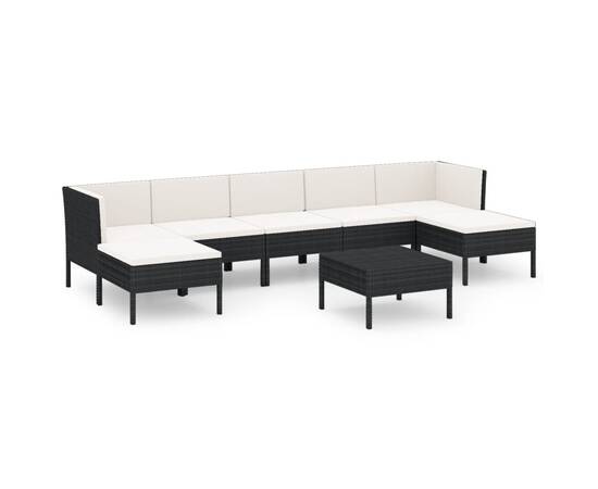 Set mobilier de grădină cu perne, 8 piese, negru, poliratan, 2 image