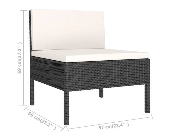 Set mobilier de grădină cu perne, 8 piese, negru, poliratan, 10 image