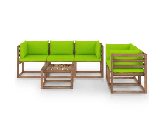 Set mobilier de grădină cu perne verde aprins, 6 piese, 2 image