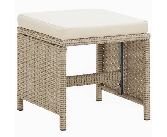 Set mobilier pentru grădină cu perne, 9 piese, bej, poliratan, 6 image