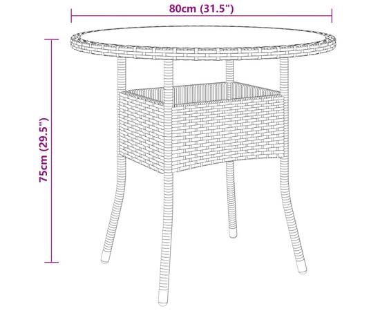 Set mobilier bistro de grădină, 3 piese, negru, poliratan, 9 image