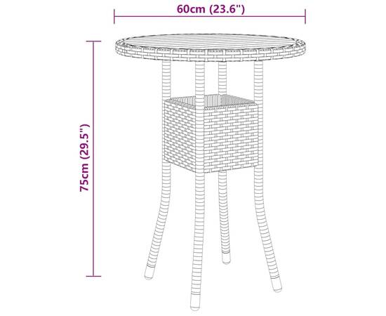 Set mobilier bistro de grădină, 3 piese, negru, poliratan, 9 image