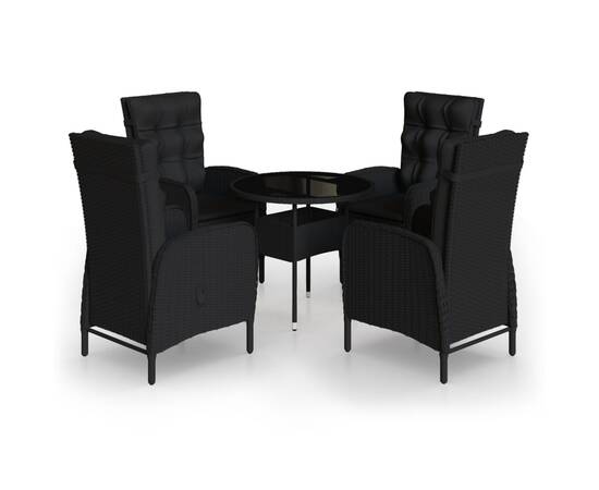 Set mobilier bistro de grădină, 5 piese, negru, poliratan, 2 image