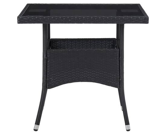 Set mobilier de grădină, 5 piese, negru, poliratan și sticlă, 4 image