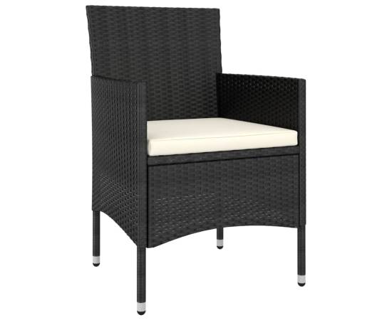 Set mobilier de grădină, 5 piese, negru, poliratan, 3 image