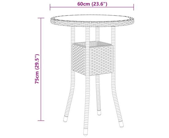 Set mobilier de grădină, 5 piese, negru, poliratan, 9 image