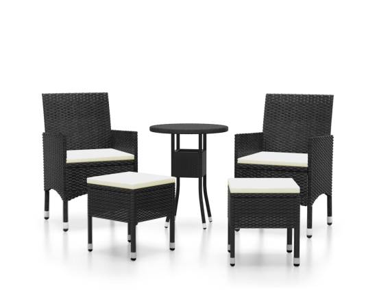 Set mobilier de grădină, 5 piese, negru, poliratan, 2 image