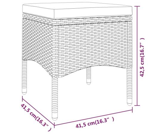 Set mobilier de grădină, 5 piese, negru, poliratan, 8 image