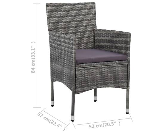 Set mobilier de grădină, 9 piese, gri, poliratan, 8 image