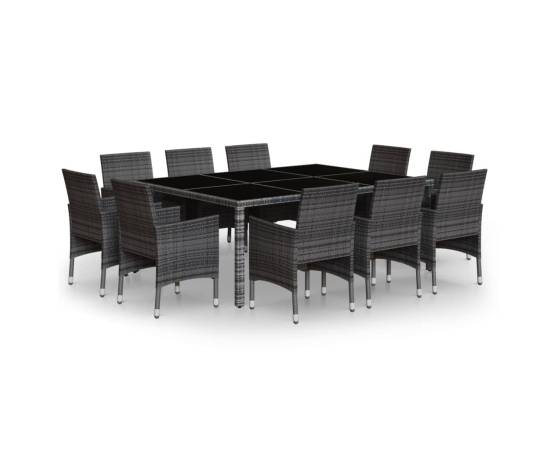 Set mobilier de grădină, 9 piese, gri, poliratan, 2 image