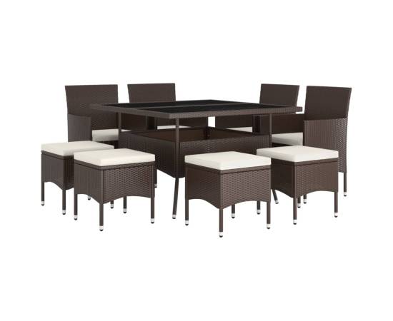 Set mobilier de grădină, 9 piese, maro, poliratan, 3 image