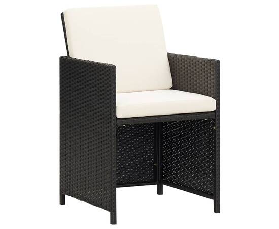 Set mobilier de grădină cu perne, 3 piese, negru, poliratan, 6 image