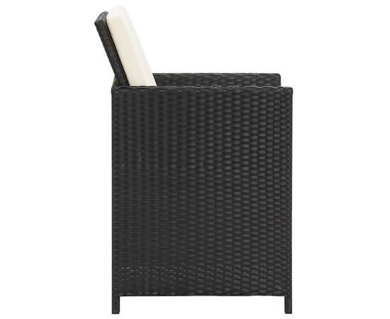 Set mobilier de grădină cu perne, 3 piese, negru, poliratan, 8 image