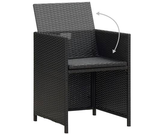 Set mobilier de grădină cu perne, 3 piese, negru, poliratan, 7 image