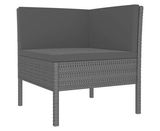 Set mobilier de grădină cu perne, 9 piese, negru, poliratan, 3 image