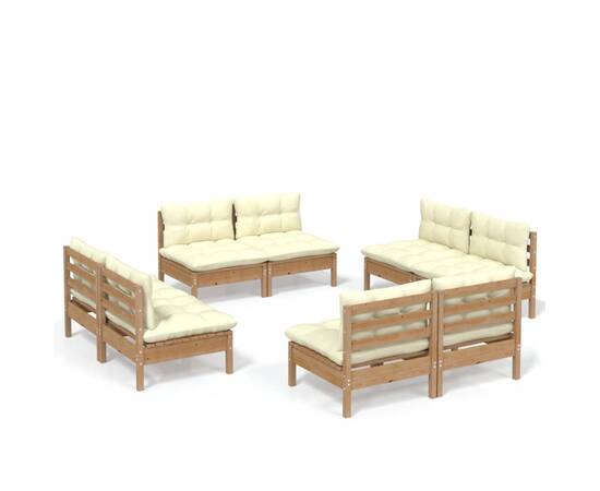 Set mobilier grădină cu perne crem, 8 piese, lemn de pin, 2 image
