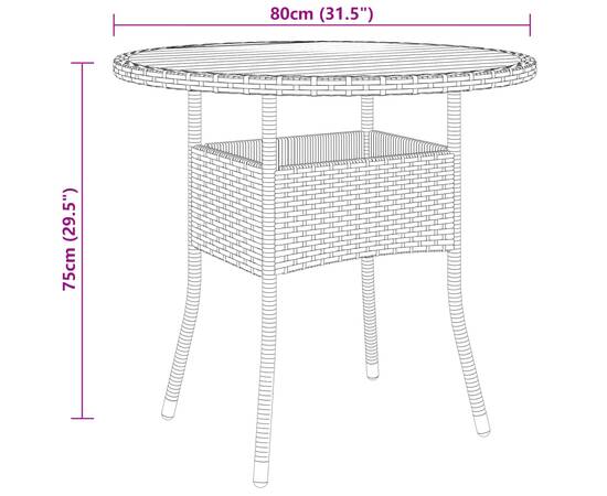 Set mobilier bistro de grădină, 3 piese, negru, poliratan, 9 image