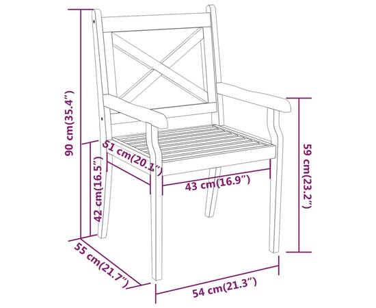 Set mobilier de grădină, 5 piese, lemn masiv de acacia, 10 image