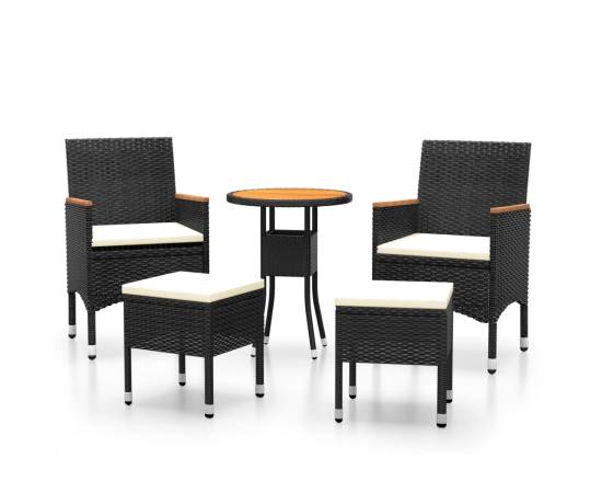 Set mobilier de grădină, 5 piese, negru, poliratan, 2 image