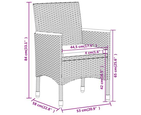 Set mobilier de grădină, 5 piese, negru, poliratan, 7 image