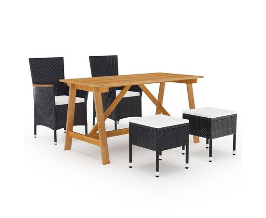 Set mobilier de grădină, 5 piese, negru