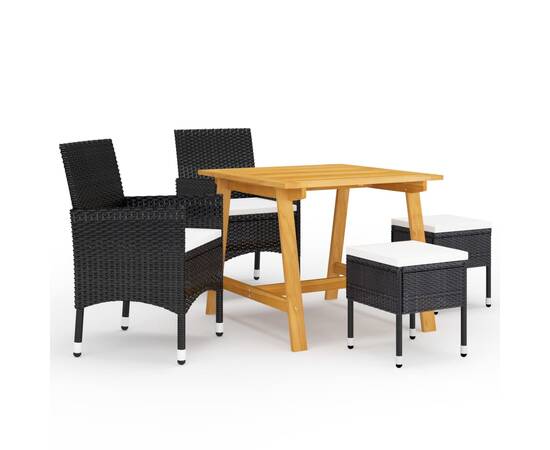 Set mobilier de grădină, 5 piese, negru