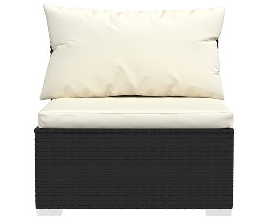 Canapea cu 4 locuri, cu perne, negru, poliratan, 5 image
