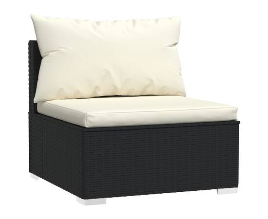 Canapea cu 4 locuri, cu perne, negru, poliratan, 3 image