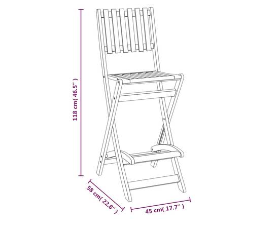 Set de bar de exterior, 5 piese, lemn masiv de acacia, 11 image