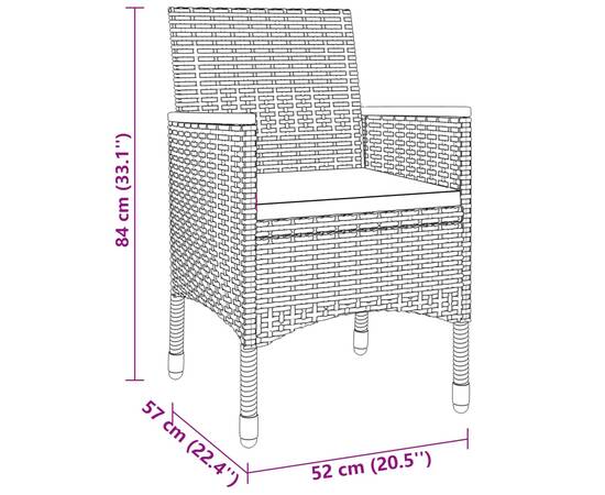 Set de mobilier pentru grădină, 3 piese, negru, poliratan, 8 image