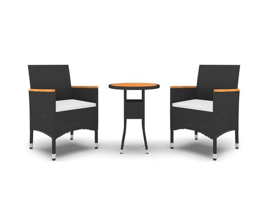 Set de mobilier pentru grădină, 3 piese, negru, poliratan, 2 image