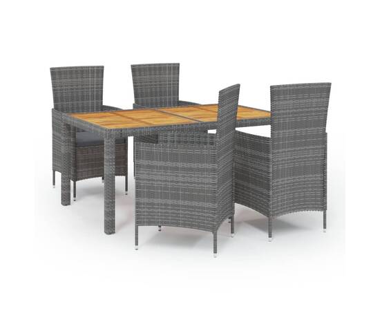 Set mobilier de exterior cu perne, 5 piese, gri, poliratan, 2 image