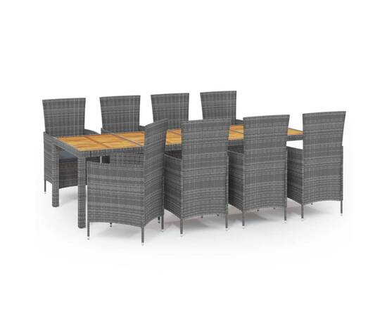 Set mobilier de exterior cu perne, 9 piese, gri, poliratan, 2 image