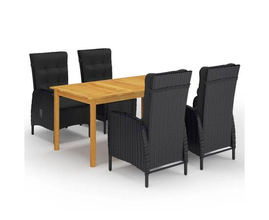 Set mobilier de grădină, 5 piese, negru