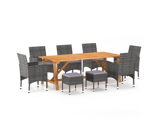 Set mobilier de grădină, 9 piese, gri