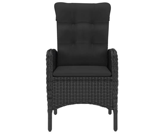 Set mobilier de grădină, 9 piese, negru, poliratan & sticlă, 4 image