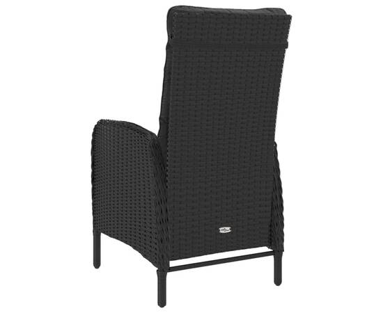 Set mobilier de grădină, 9 piese, negru, poliratan & sticlă, 6 image