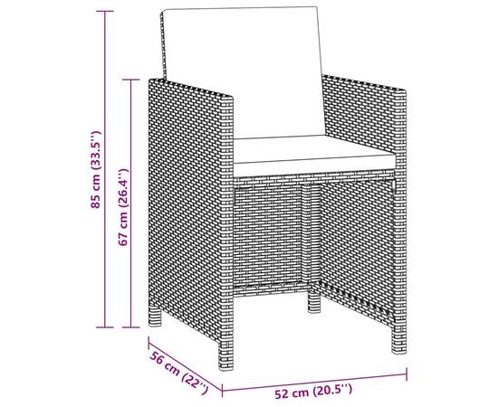 Set mobilier de grădină cu perne, 3 piese, gri, poliratan, 7 image