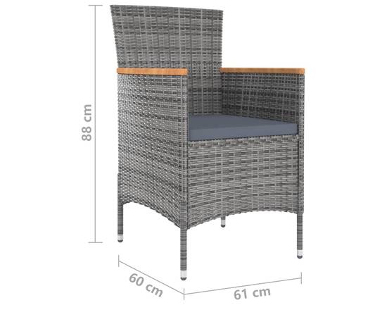 Set mobilier de grădină cu perne, gri, 7 piese, 10 image