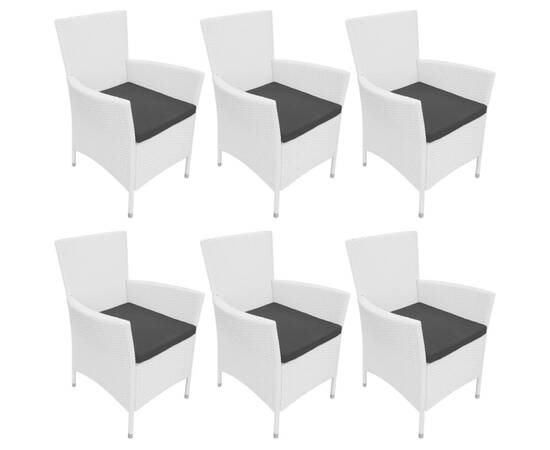 Set mobilier de exterior, 7 piese, alb crem, poliratan, 5 image