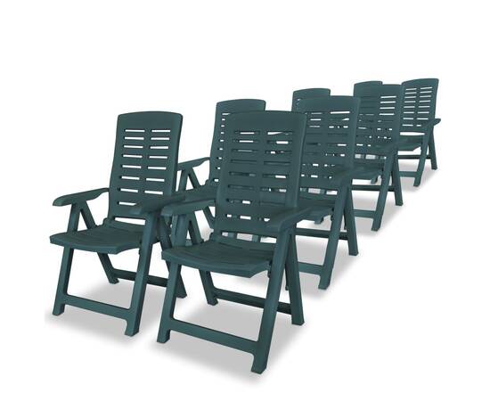 Set mobilier de exterior, 9 piese, verde, plastic, 3 image