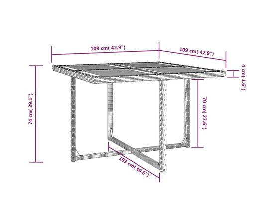 Set mobilier de exterior, 9 piese negru, poliratan, lemn acacia, 11 image