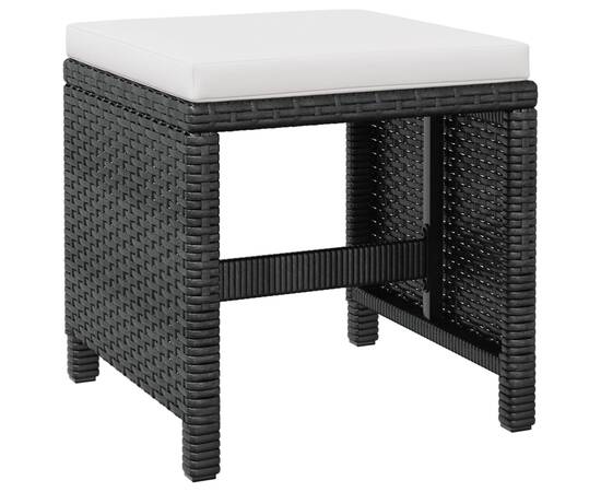 Set mobilier de exterior, 9 piese negru, poliratan, lemn acacia, 7 image