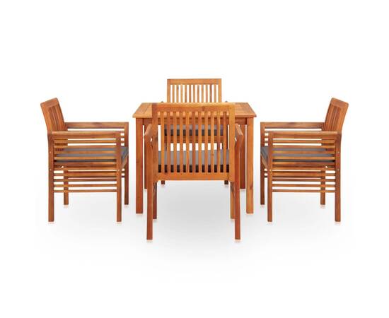 Set mobilier de exterior cu perne 5 piese, lemn masiv de acacia, 2 image