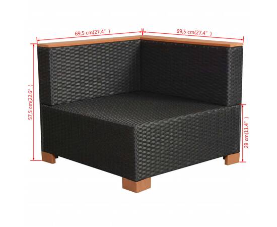 Set mobilier de grădină cu perne, 10 piese, negru, poliratan, 10 image