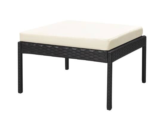 Set mobilier de grădină cu perne, 6 piese, negru, poliratan, 7 image