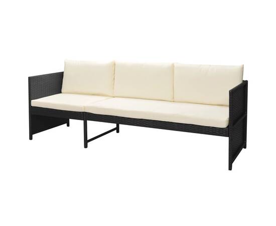 Set mobilier de grădină cu perne, 6 piese, negru, poliratan, 4 image