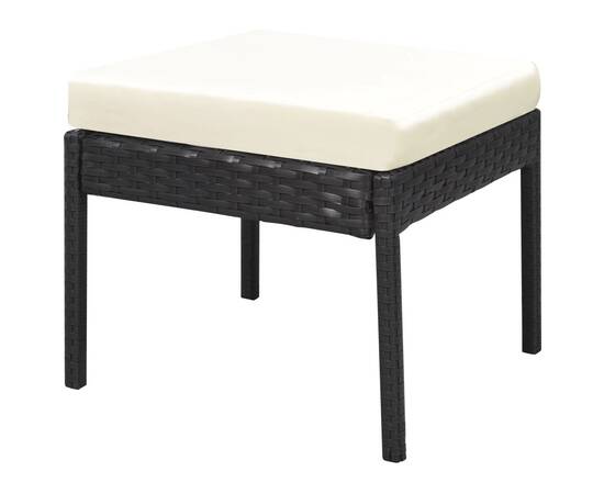 Set mobilier de grădină cu perne, 6 piese, negru, poliratan, 8 image